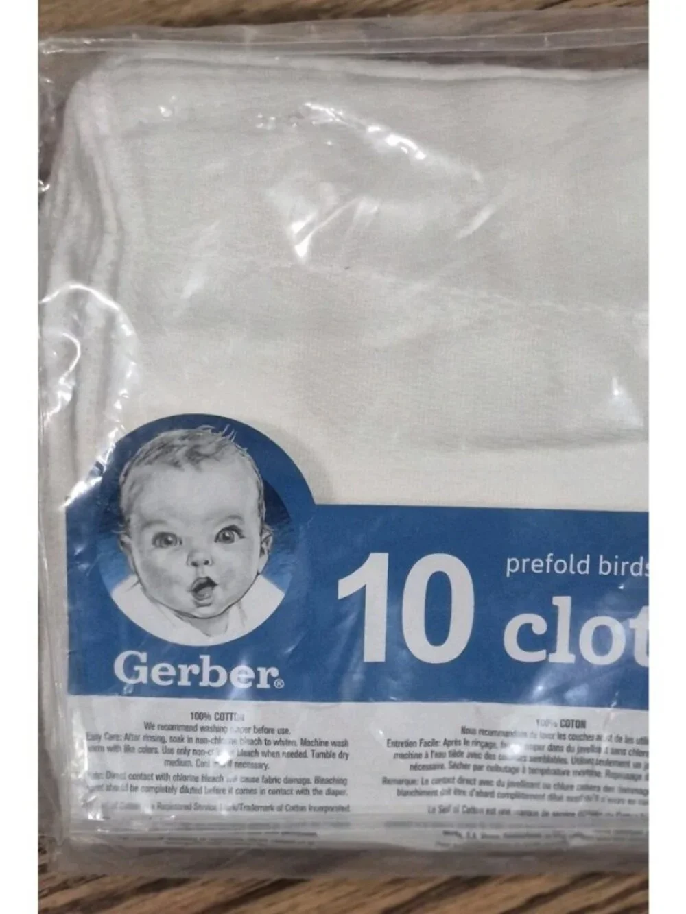 Gerber Birdseye  Cloth Diapers  White 10 Pack Prefolded Birdseye Cotton 20